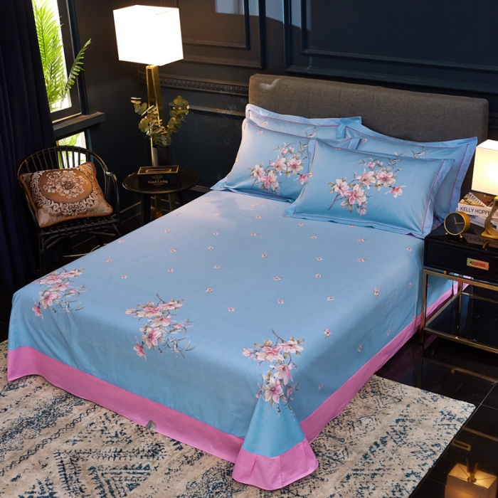 91家纺网 家纺一手货源 找家纺 雲归梦家纺 2019新款13372全棉活性大版四件套 花意粉