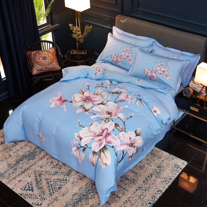 91家纺网 家纺一手货源 找家纺 雲归梦家纺 2019新款13372全棉活性大版四件套 花意兰