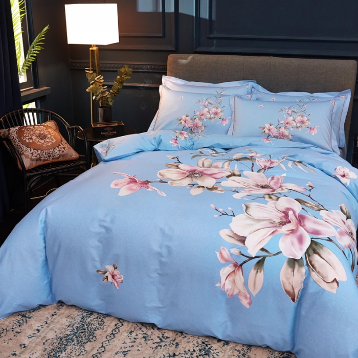 91家纺网 家纺一手货源 找家纺 雲归梦家纺 2019新款13372全棉活性大版四件套 花意兰