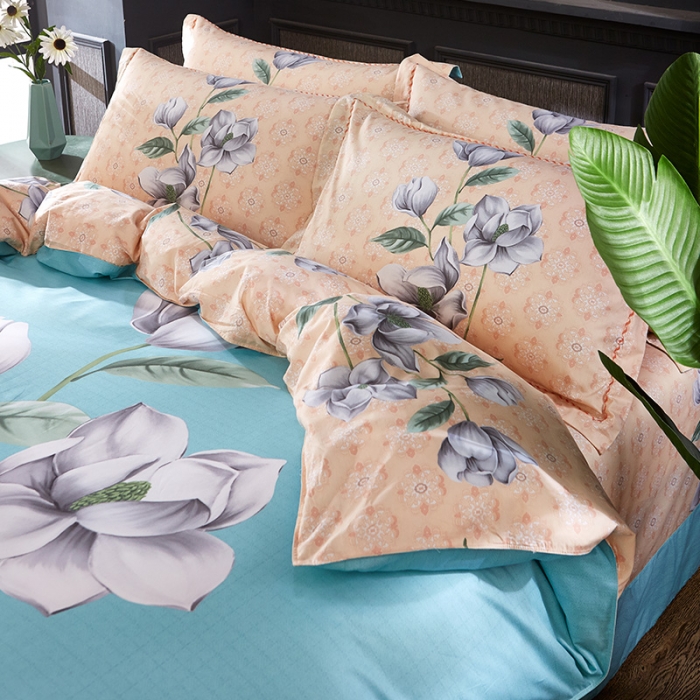 91家纺网 家纺一手货源 找家纺 雲归梦家纺 2019新款13372全棉活性大版四件套 花语