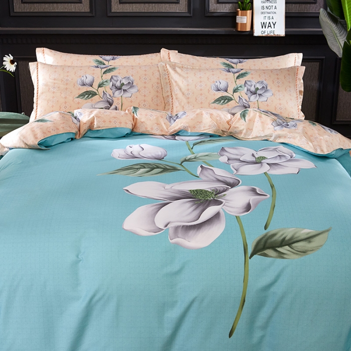 91家纺网 家纺一手货源 找家纺 雲归梦家纺 2019新款13372全棉活性大版四件套 花语