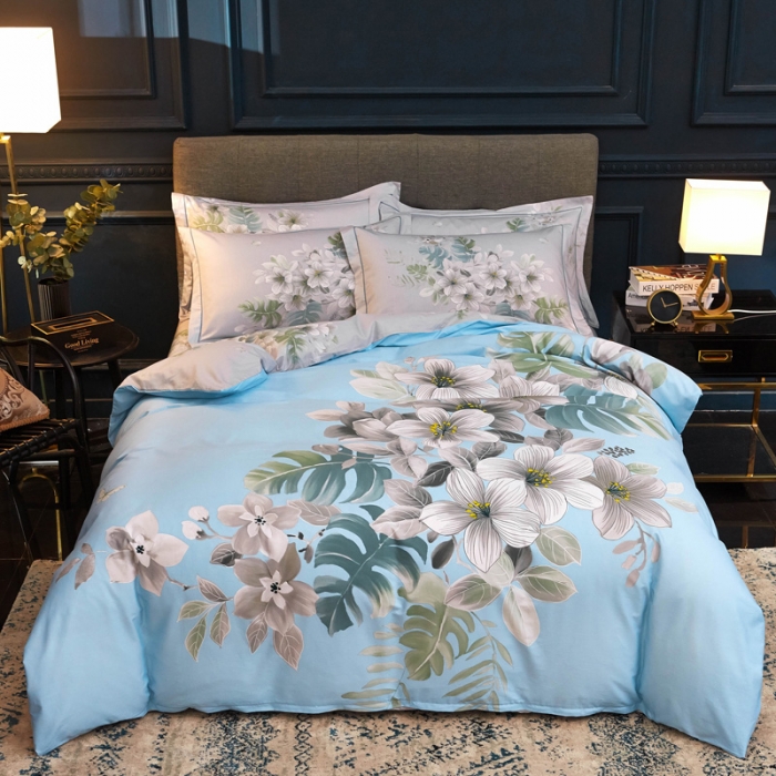 91家纺网 家纺一手货源 找家纺 雲归梦家纺 2019新款13372全棉活性大版四件套 花月吟