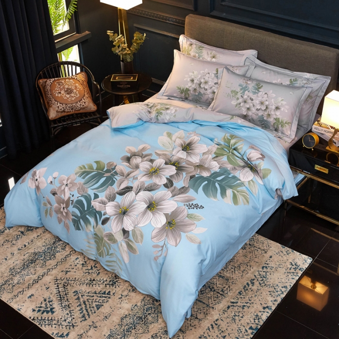 91家纺网 家纺一手货源 找家纺 雲归梦家纺 2019新款13372全棉活性大版四件套 花月吟