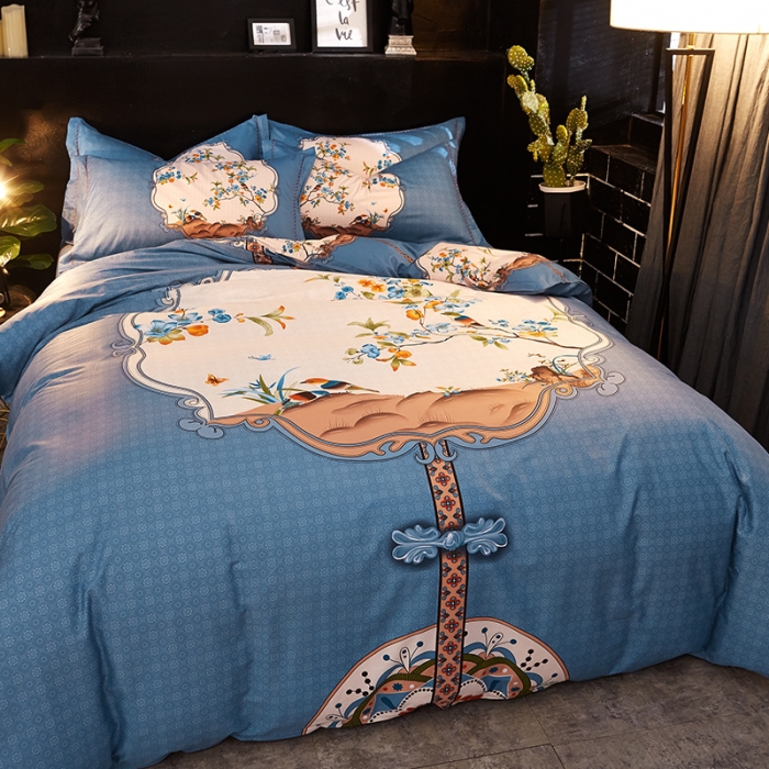 91家纺网 家纺一手货源 找家纺 雲归梦家纺2019新款13372全棉活性大版四件套 欢天喜地