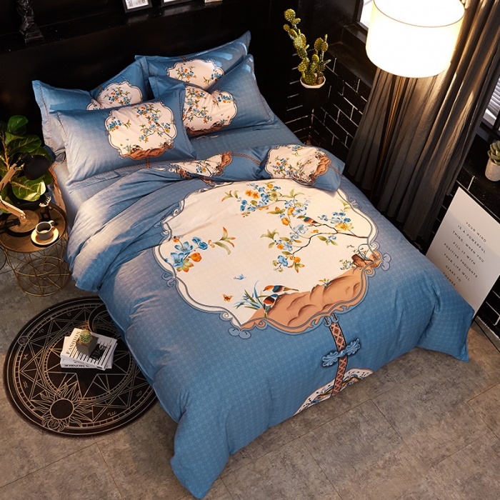 91家纺网 家纺一手货源 找家纺 雲归梦家纺2019新款13372全棉活性大版四件套 欢天喜地