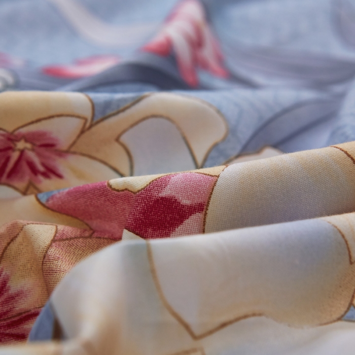 91家纺网 家纺一手货源 找家纺 雲归梦家纺2019新款13372全棉活性大版四件套静待花开灰