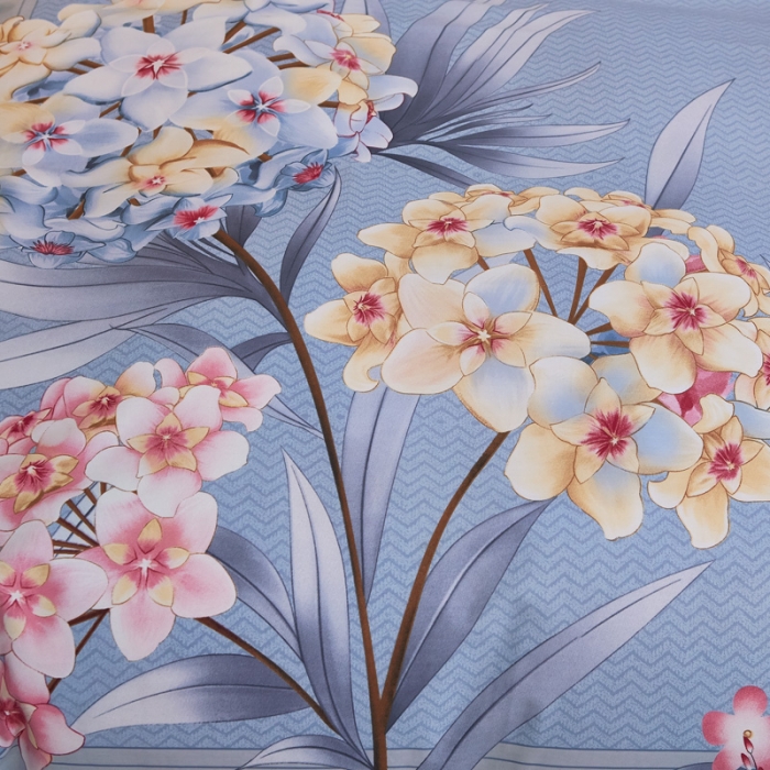 91家纺网 家纺一手货源 找家纺 雲归梦家纺2019新款13372全棉活性大版四件套静待花开灰