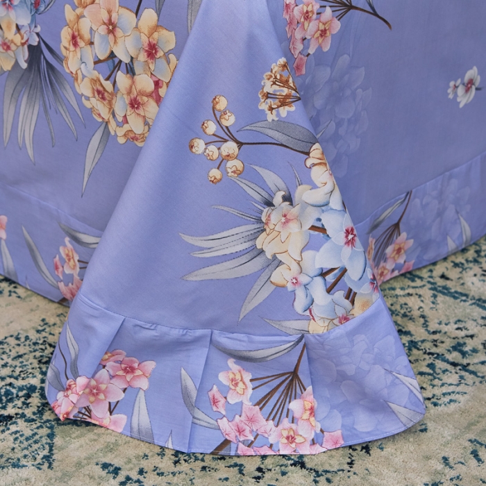 91家纺网 家纺一手货源 找家纺 雲归梦家纺2019新款13372全棉活性大版四件套静待花开灰