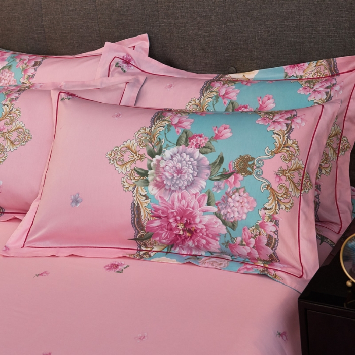 91家纺网 家纺一手货源 找家纺 雲归梦家纺2019新款13372全棉活性大版四件套静若繁花兰