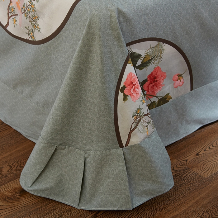 91家纺网 家纺一手货源 找家纺 雲归梦家纺2019新款13372全棉活性大版四件套镜里观花兰