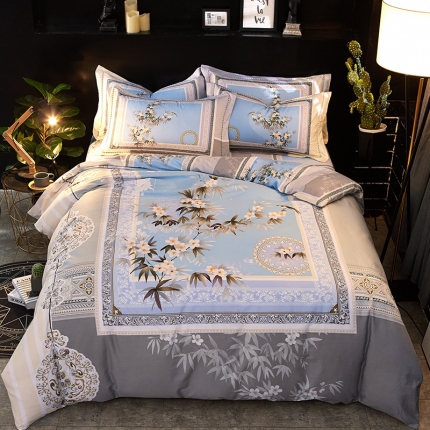 雲归梦家纺 2019新款13372全棉活性大版四件套 兰亭序