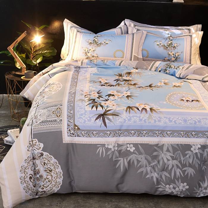 91家纺网 家纺一手货源 找家纺 雲归梦家纺 2019新款13372全棉活性大版四件套 兰亭序