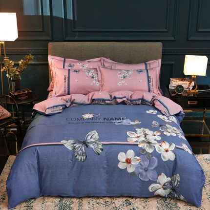 雲归梦家纺 2019新款13372全棉活性大版四件套 恋蝶