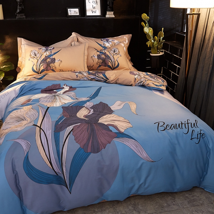 91家纺网 家纺一手货源 找家纺 雲归梦家纺 2019新款13372全棉活性大版四件套 龙舌兰