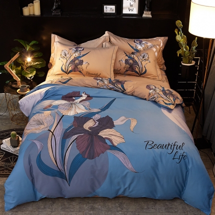 雲归梦家纺 2019新款13372全棉活性大版四件套 龙舌兰