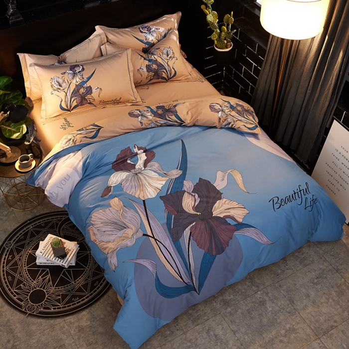 91家纺网 家纺一手货源 找家纺 雲归梦家纺 2019新款13372全棉活性大版四件套 龙舌兰