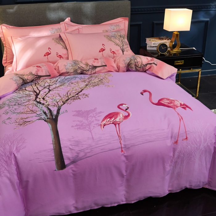 91家纺网 家纺一手货源 找家纺 雲归梦家纺2019新款13372全棉活性大版四件套罗拉之翼紫