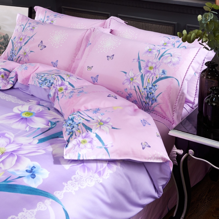 91家纺网 家纺一手货源 找家纺 雲归梦家纺2019新款13372全棉活性大版四件套 梦里水仙