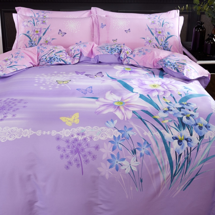 91家纺网 家纺一手货源 找家纺 雲归梦家纺2019新款13372全棉活性大版四件套 梦里水仙