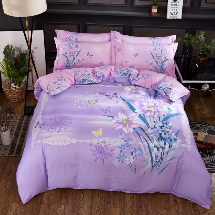 91家纺网 家纺一手货源 找家纺 雲归梦家纺2019新款13372全棉活性大版四件套 梦里水仙