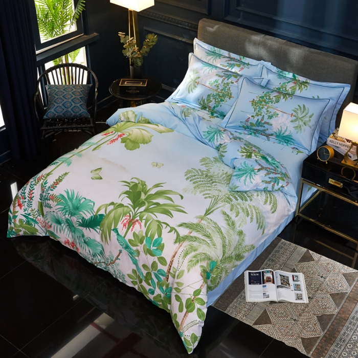 91家纺网 家纺一手货源 找家纺 雲归梦家纺2019新款13372全棉活性大版四件套 南海风情