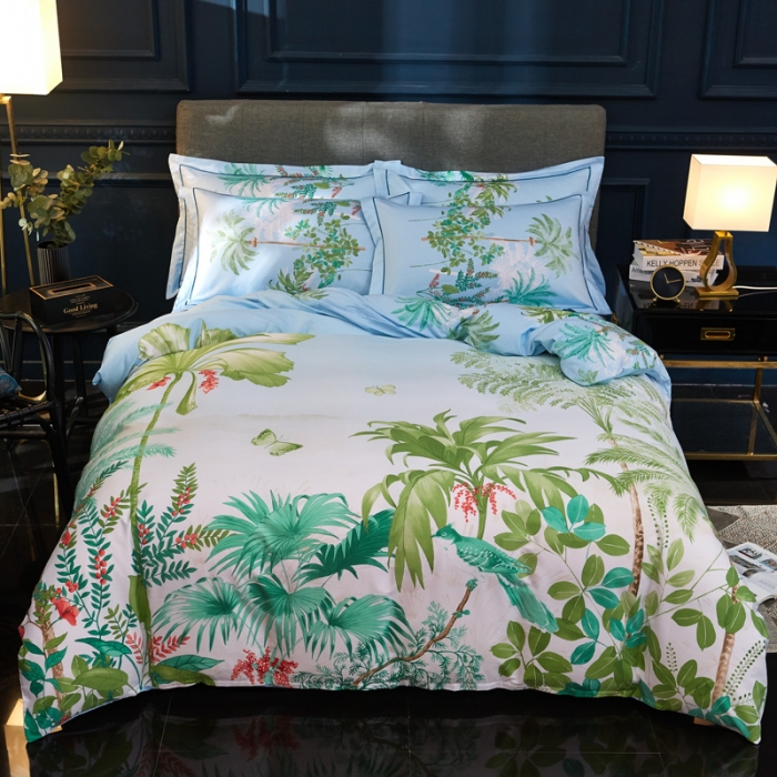 91家纺网 家纺一手货源 找家纺 雲归梦家纺2019新款13372全棉活性大版四件套 南海风情