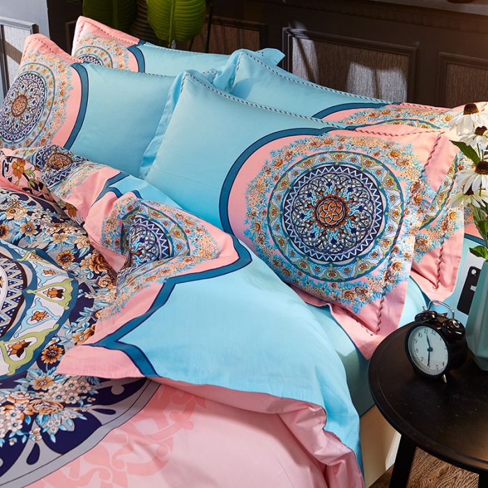 91家纺网 家纺一手货源 找家纺 雲归梦家纺 2019新款13372全棉活性大版四件套 三生缘