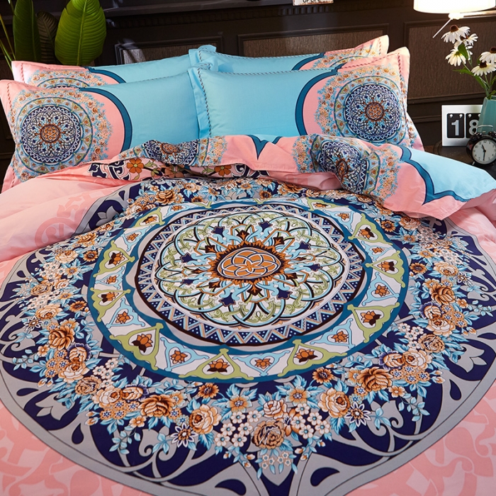 91家纺网 家纺一手货源 找家纺 雲归梦家纺 2019新款13372全棉活性大版四件套 三生缘