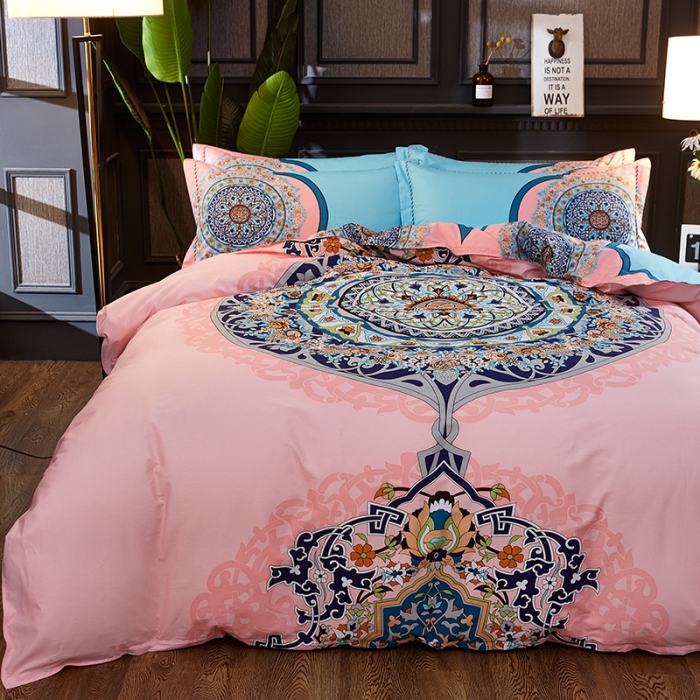 91家纺网 家纺一手货源 找家纺 雲归梦家纺 2019新款13372全棉活性大版四件套 三生缘