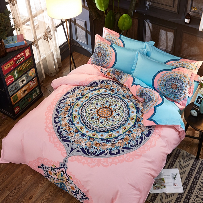 91家纺网 家纺一手货源 找家纺 雲归梦家纺 2019新款13372全棉活性大版四件套 三生缘