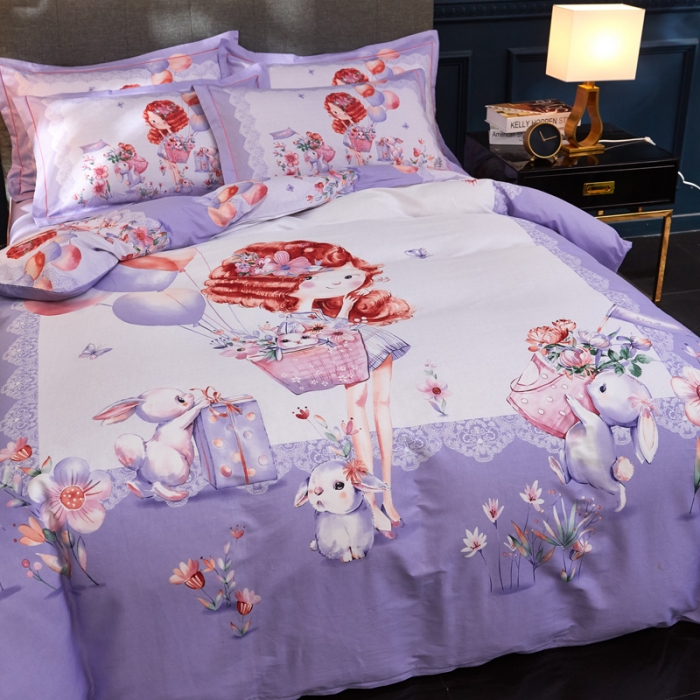 91家纺网 家纺一手货源 找家纺 雲归梦家纺2019新款13372全棉活性大版四件套 甜心宝贝