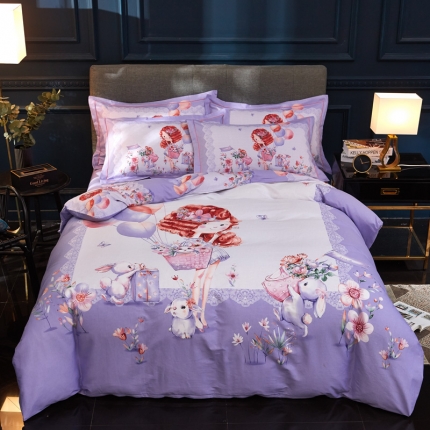 雲归梦家纺2019新款13372全棉活性大版四件套 甜心宝贝