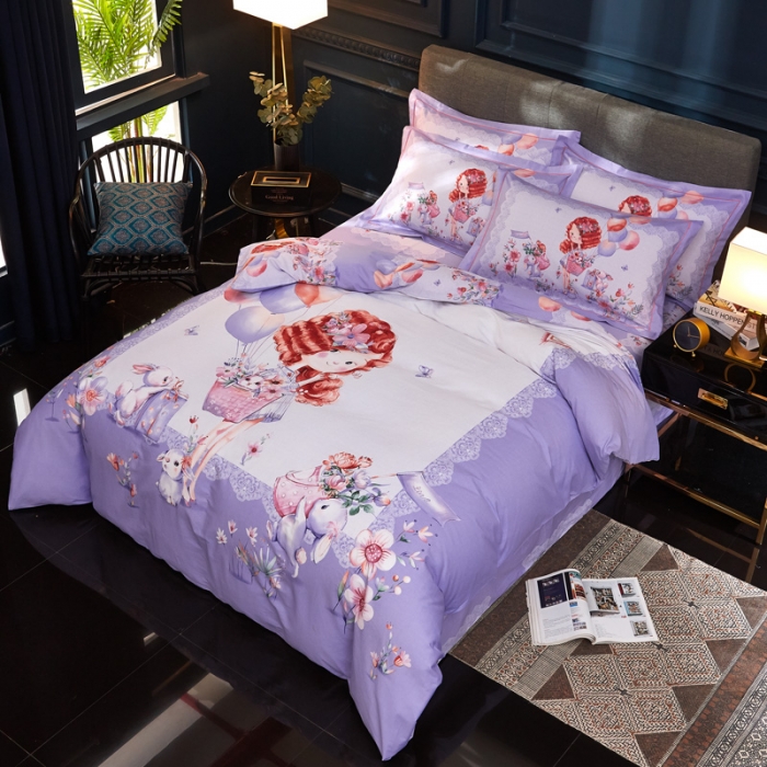 91家纺网 家纺一手货源 找家纺 雲归梦家纺2019新款13372全棉活性大版四件套 甜心宝贝