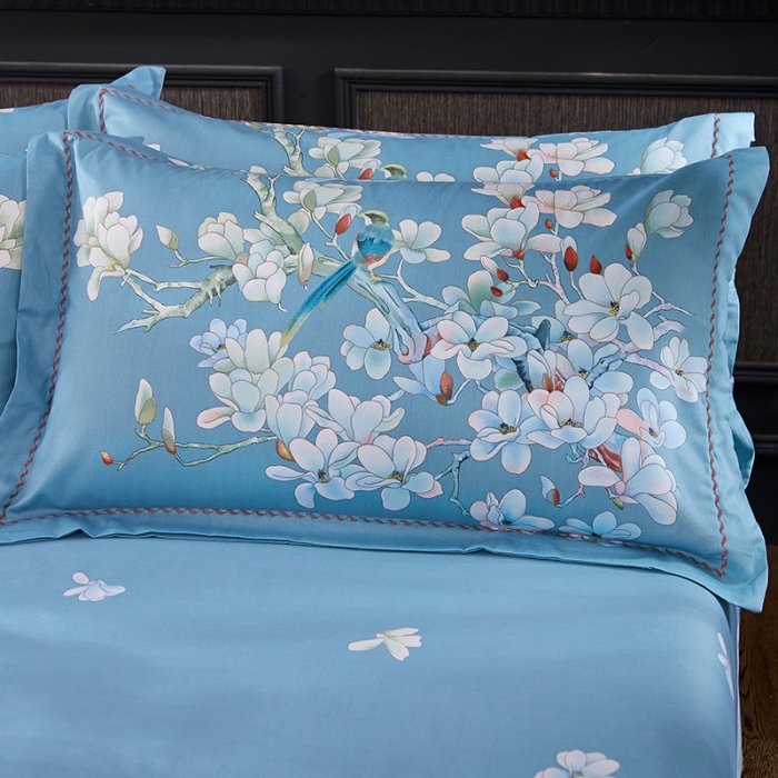 91家纺网 家纺一手货源 找家纺 雲归梦家纺2019新款13372全棉活性大版四件套 喜上眉梢