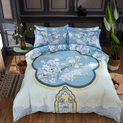 雲归梦家纺2019新款13372全棉活性大版四件套 喜上眉梢