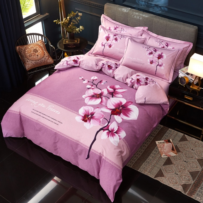 91家纺网 家纺一手货源 找家纺 雲归梦家纺 2019新款13372全棉活性大版四件套 秀丽