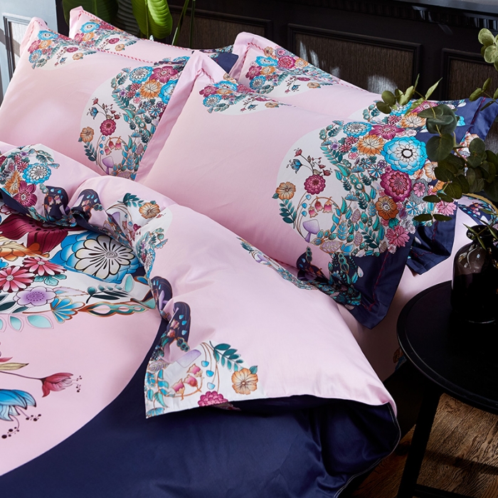 91家纺网 家纺一手货源 找家纺 雲归梦家纺 2019新款13372全棉活性大版四件套 韵味