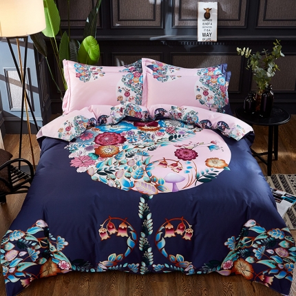 雲归梦家纺 2019新款13372全棉活性大版四件套 韵味