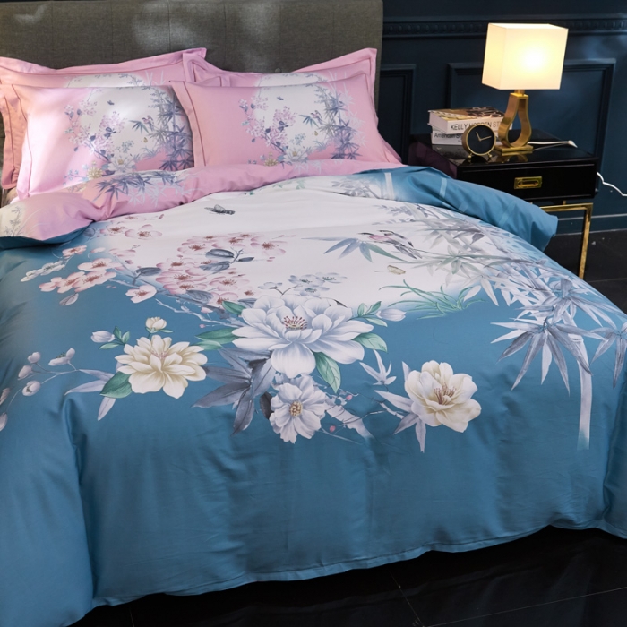 91家纺网 家纺一手货源 找家纺 雲归梦家纺 2019新款13372全棉活性大版四件套 竹恋兰