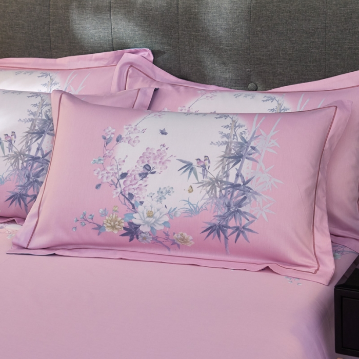 91家纺网 家纺一手货源 找家纺 雲归梦家纺 2019新款13372全棉活性大版四件套 竹恋兰