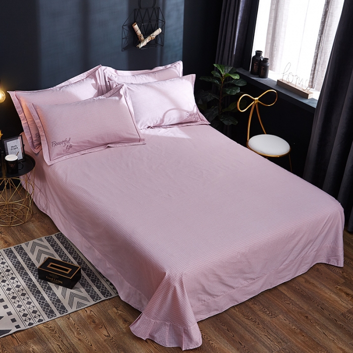 91家纺网 家纺一手货源 找家纺 雲归梦 北欧简约全棉绣花四件套 圣托里尼-格粉