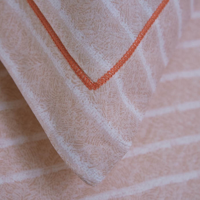 91家纺网 家纺一手货源 找家纺 雲归梦 北欧简约全棉绣花四件套 圣托里尼-橘咖