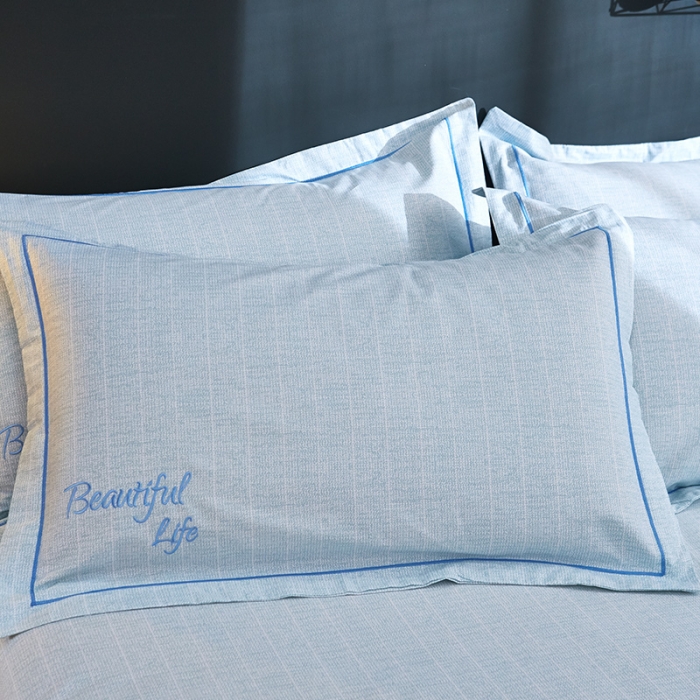 91家纺网 家纺一手货源 找家纺 雲归梦 北欧简约全棉绣花四件套 圣托里尼-嫩绿