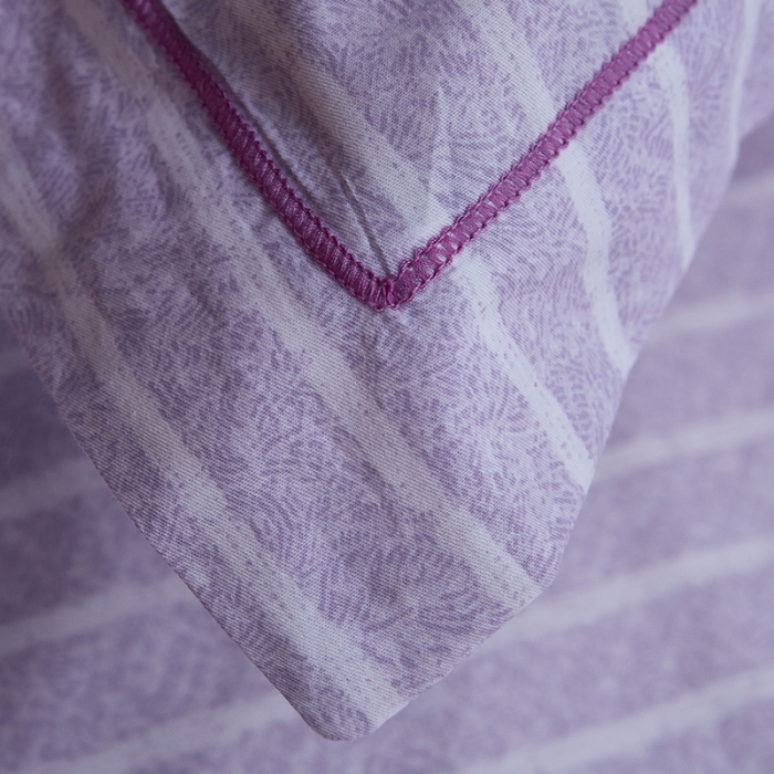 91家纺网 家纺一手货源 找家纺 雲归梦 北欧简约全棉绣花四件套 圣托里尼-条纹紫