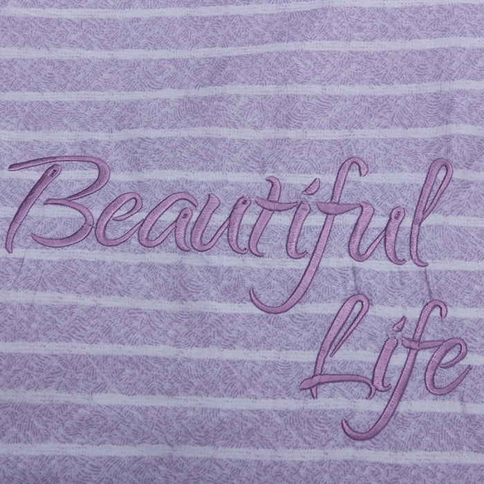 91家纺网 家纺一手货源 找家纺 雲归梦 北欧简约全棉绣花四件套 圣托里尼-条纹紫