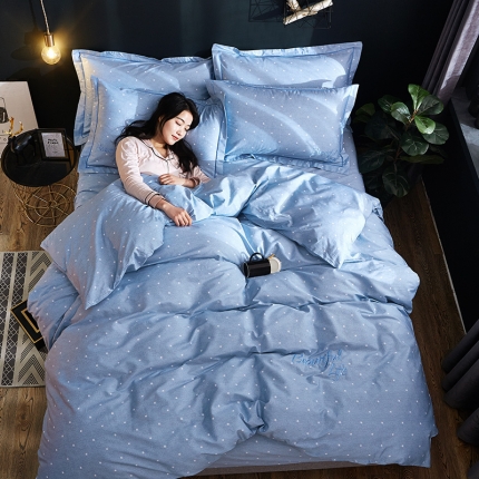 雲归梦 北欧简约全棉绣花四件套 圣托里尼-星空蓝