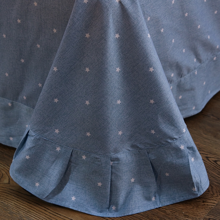 91家纺网 家纺一手货源 找家纺 雲归梦 北欧简约全棉绣花四件套 圣托里尼-星空蓝