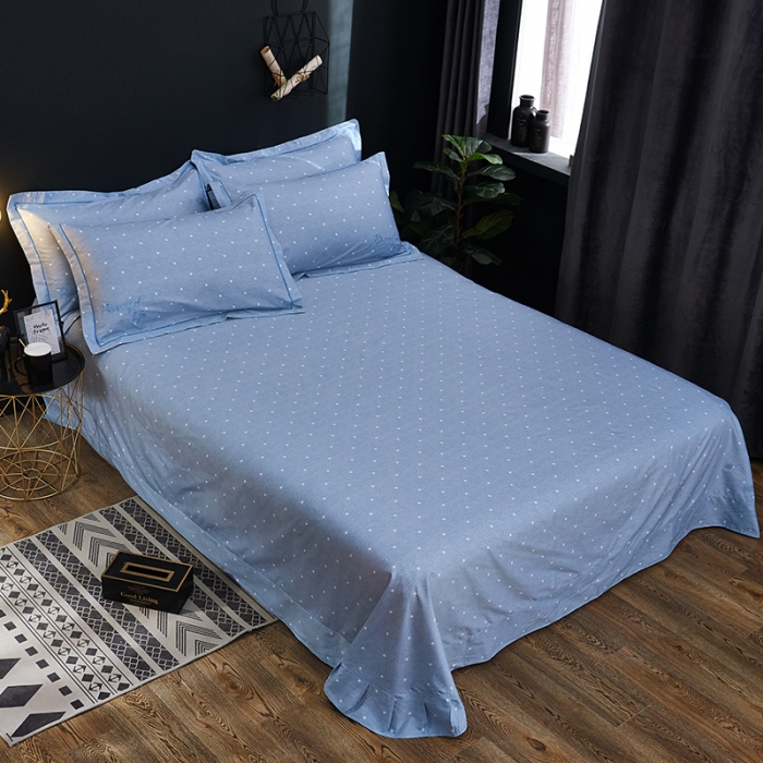 91家纺网 家纺一手货源 找家纺 雲归梦 北欧简约全棉绣花四件套 圣托里尼-星空蓝