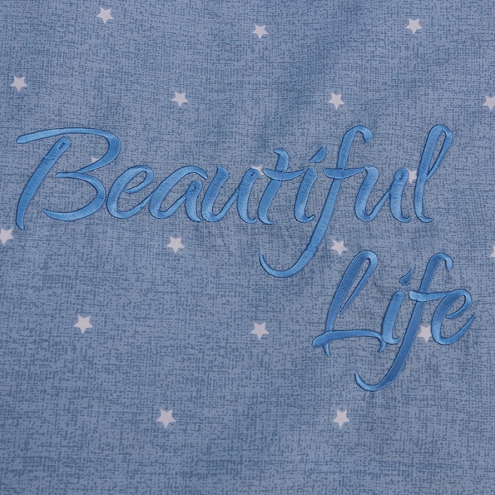 91家纺网 家纺一手货源 找家纺 雲归梦 北欧简约全棉绣花四件套 圣托里尼-星空蓝