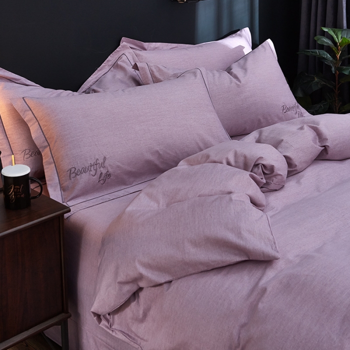 91家纺网 家纺一手货源 找家纺 雲归梦 北欧简约全棉绣花四件套 圣托里尼-浅灰